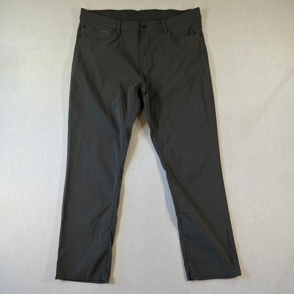 Copper & Oak Mens 38x30 (Fit 38x28) Commuter Pants Dark Gray Stretch Hiking